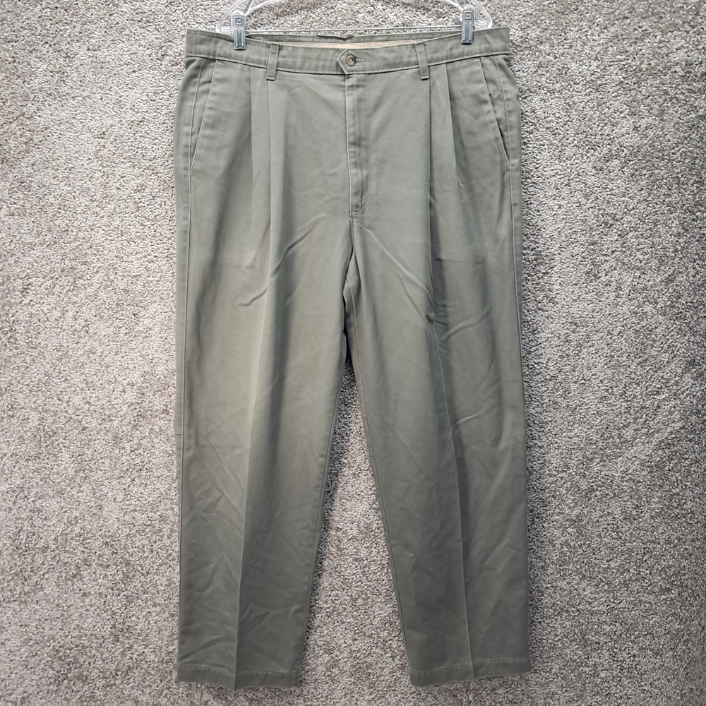 Vintage Dockers Mens 40x30 Olive Green Pleated Chino Pants Classic Fit USA Made